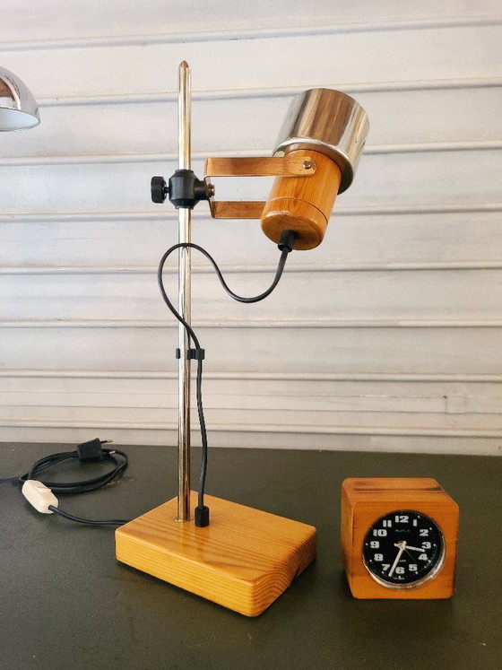 Image 1 of Vintage Italiaanse pin jaren 70 lamp + Kiplé wekker