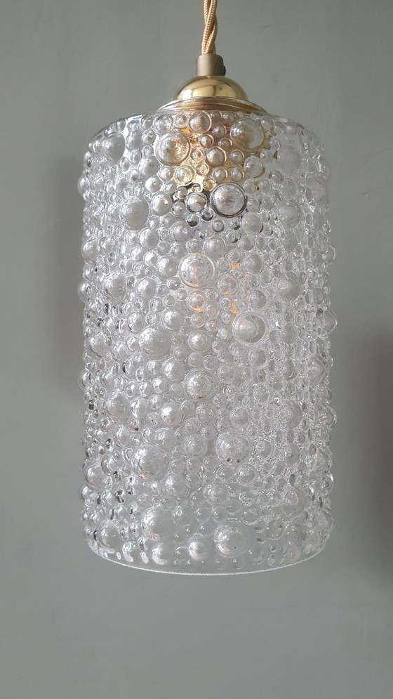 Set of 2 Vintage Glass Pendant lamps - Bubble Glass Texture (photo 17 of 26)