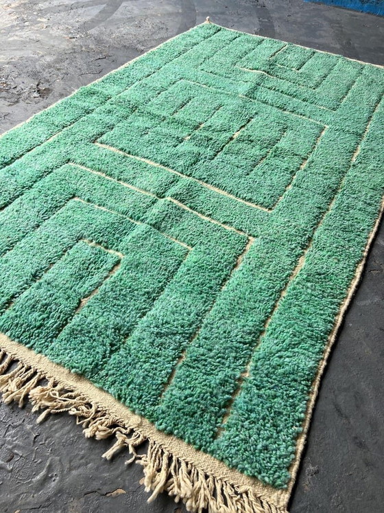 Tapis En Laine Traditionnelle Artisanale Fait Main Vert 1,5-2,5 M – Alberto Bazzani, Wool (photo 4 of 7)