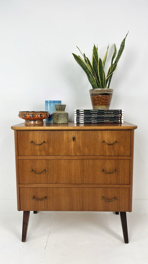 Cassettiera vintage in impiallacciatura di teak