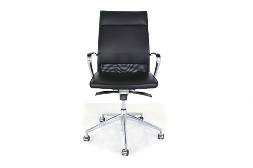 Zo goed als nieuw! Art Collection directiebureaustoel, luxe bureaustoel, premium leer, chroom, aluminium – draaistoelen