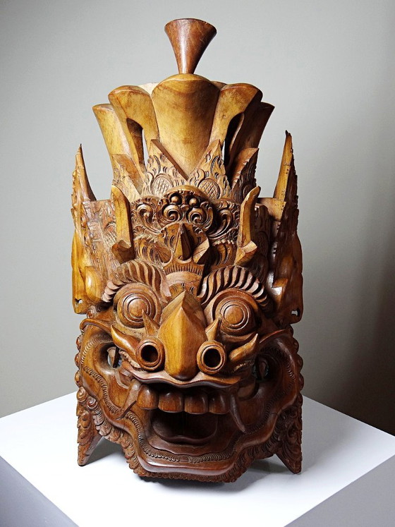 Grande maschera da parete vintage Barong di Bali in legno intagliato 1960-1980 – Decorazioni murali, Wood (photo 6 of 15)