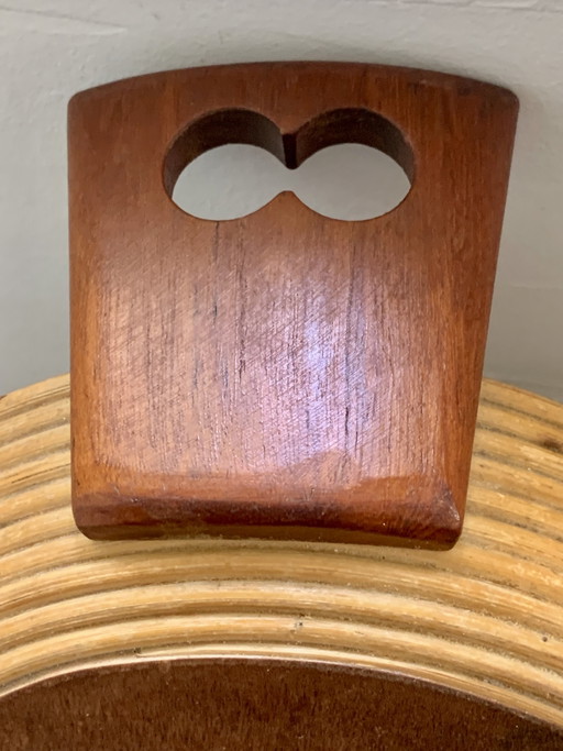 Grand Plateau Vintage Ovale en Bois Cintré – Poignées Ergonomiques en Teck - Scandinave