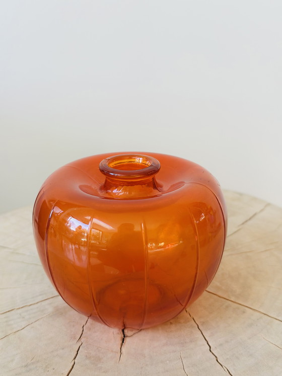 Image 1 of A.D. Copier orange pressed glass vase – Leerdam Glass Factory, ca. 1945 | iconic model