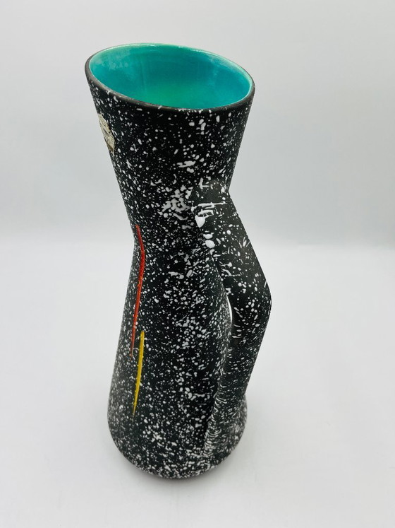 Image 1 of Vintage Hubert Bequet speckled ceramic pitcher, Belgium