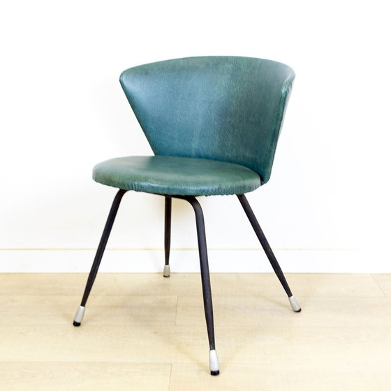 Image 1 of Set Spaanse clubfauteuils van ijzer en groen Skai, jaren 1960