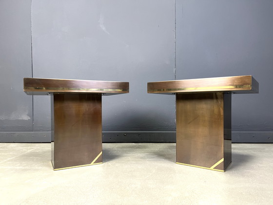 Image 1 of Pair of Brass Side Tables by Belgochrom, 1970s
