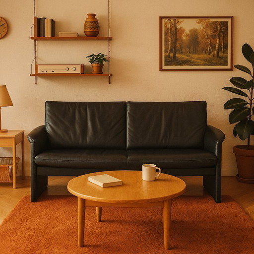 Leolux Antipode sofa - black leather -.
