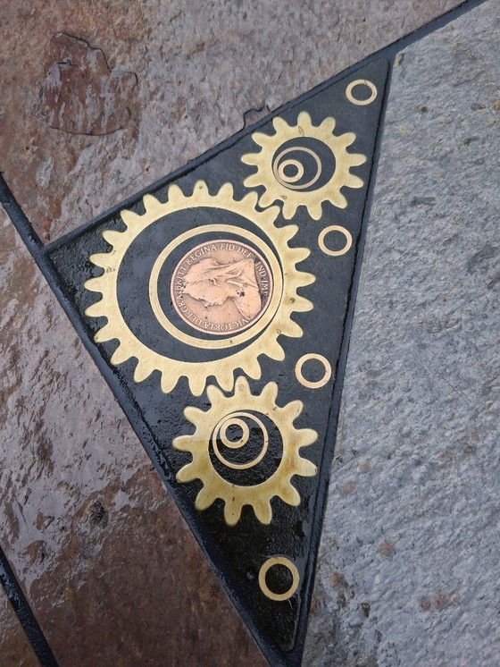 Image 1 of PAUL KINGMA, Brutalistische modulaire salontafel, steen & messing 1970s