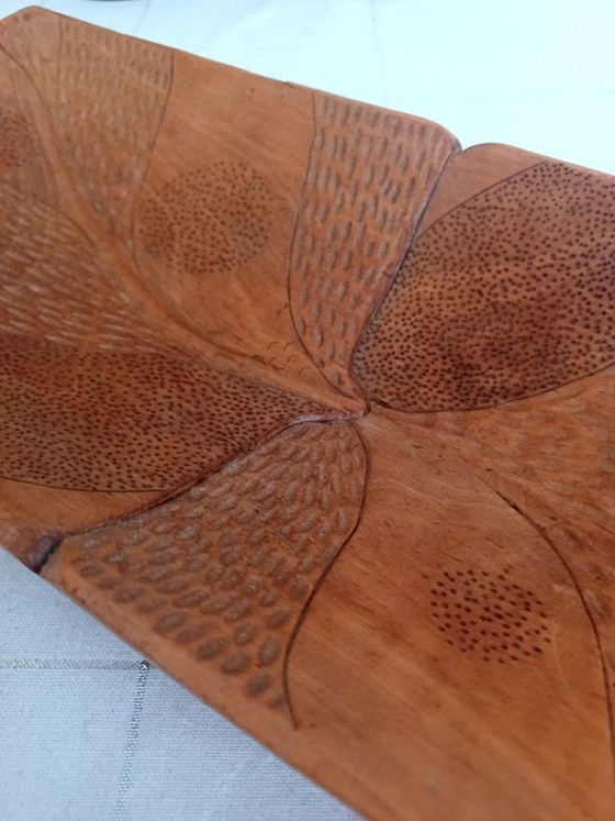 Image 1 of Ciotola in legno intagliata a mano – design organico – stile vintage artigianale – 43 cm