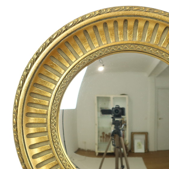 Image 1 of Specchio rotondo in legno da maggiordomo Occhio di strega