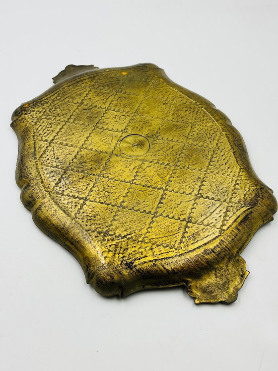Image 1 of Grande vassoio fiorentino, stile barocco, oro giallo, vintage anni '70