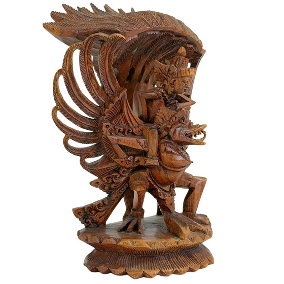Vintage Balinese Houten Vishnu op Garuda Beeld – Indonesië – 24 cm – Beeldhouwkunst, Wood (photo 2 of 9)