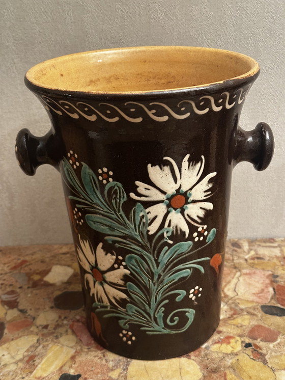 Image 1 of Seau à Vin Blanc ancien en terre cuite H 25 cm