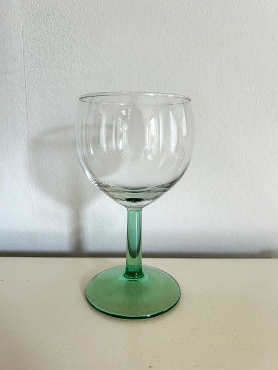 Image 1 of 6 x vintage wine glass with light green stem
