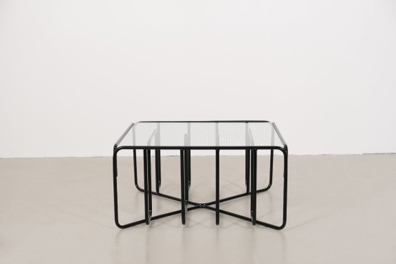 Image 1 of Vintage black tubular frame coffee table