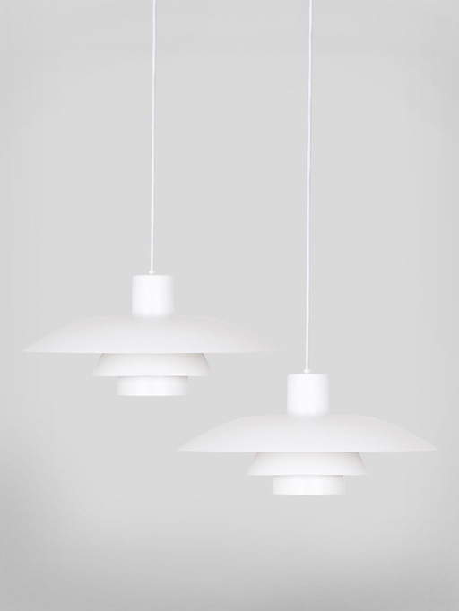 Par de dos lámparas colgantes danesas vintage PH 4/3 de Poul Henningsen, Louis Poulsen, 1966