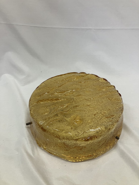 Image 1 of Lampada da soffitto o da parete in vetro ambrato vintage