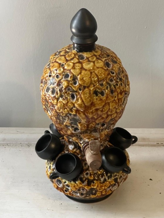 Émaux des Dunes enamelled ceramic liqueur set – 70s – Glass & Decanter, Vintage (photo 6 of 14)