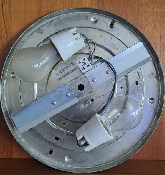 Image 1 of Mid-Century Glashütte Limburg Ceiling Light A 699 Textured Glass 1960s