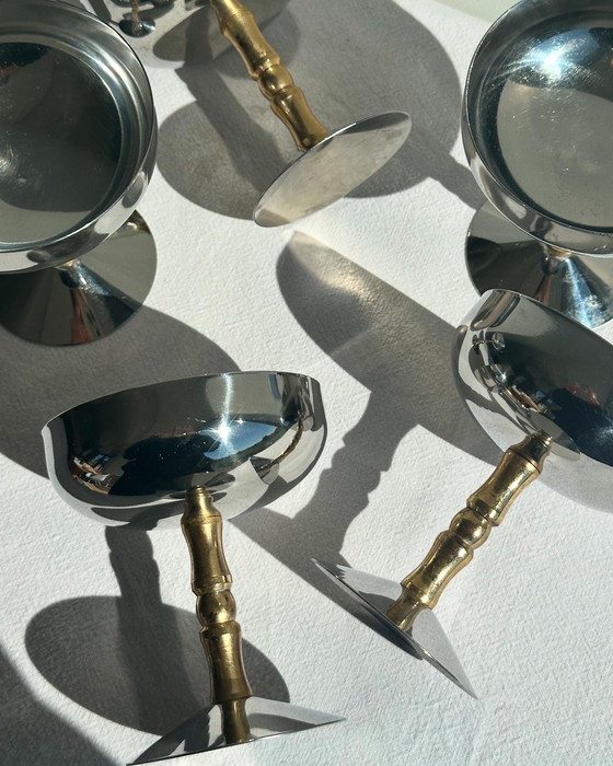 Image 1 of 5 Vintage Italiaanse IJs Champagne Coupes RVS Inox Retro