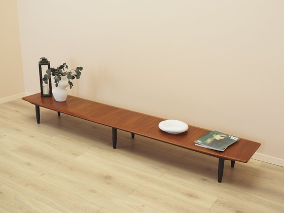 Credenza danese in teak a forma architettonica bassa, design scandinavo moderno, anni '70 – Mobili TV, Legno (photo 4 of 9)