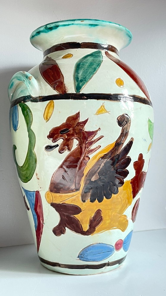 Image 1 of Vintage Italy VASES DRAGON Pattern