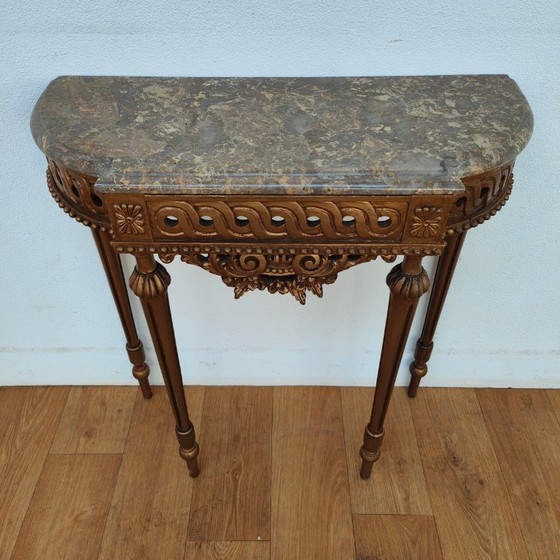 Image 1 of Vintage wall console, side table, console table with marble top. Italian