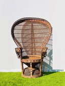XL Peacock 'Emmanuelle' rattan armchair. Vintage 70s 