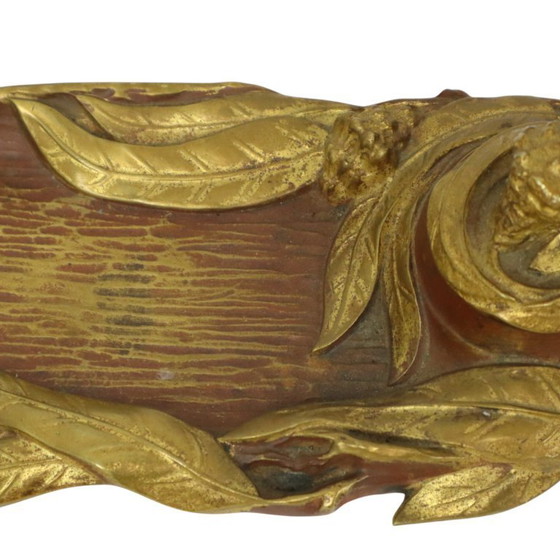 Image 1 of Bronze Art Nouveau Inkwell Pen Holder