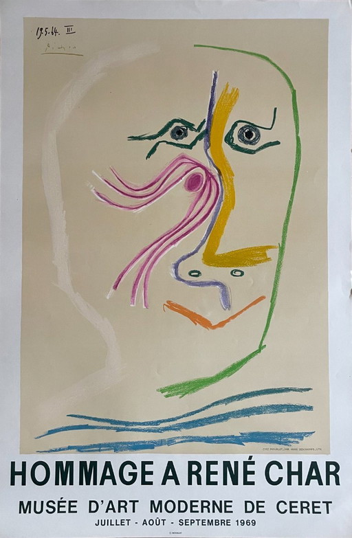 Pablo Picasso (1881–1973), Hommage an René Char, Musee d’Art Moderne de Ceret, Mourlot, Paris von Henri Deschamps