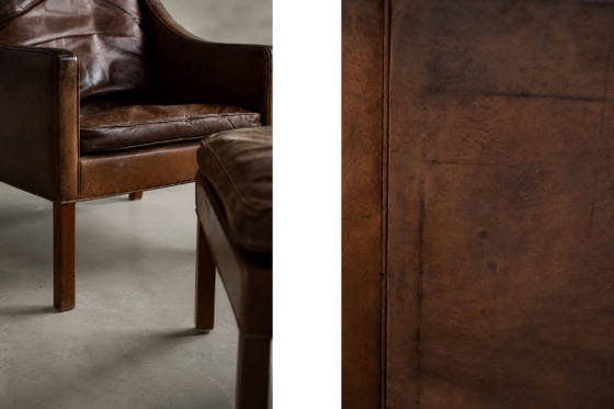 Vintage Mid-Century Deense moderne lounge lederen stoel & poef model 2207 door Børge Mogensen voor (photo 35 of 51)