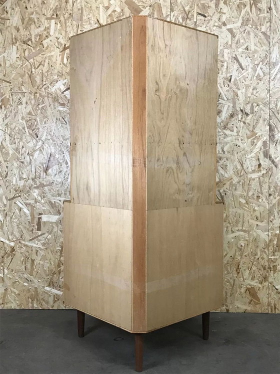 Image 1 of 60's 70's Vitrine d'angle Danish Modern Design Teak Corner Cabinet