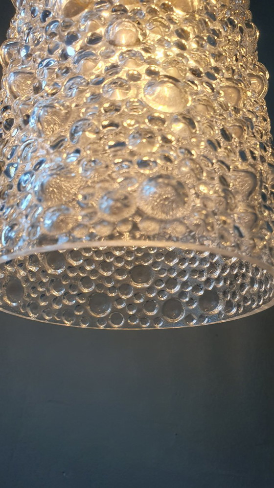 Set of 2 Vintage Glass Pendant lamps - Bubble Glass Texture (photo 15 of 26)