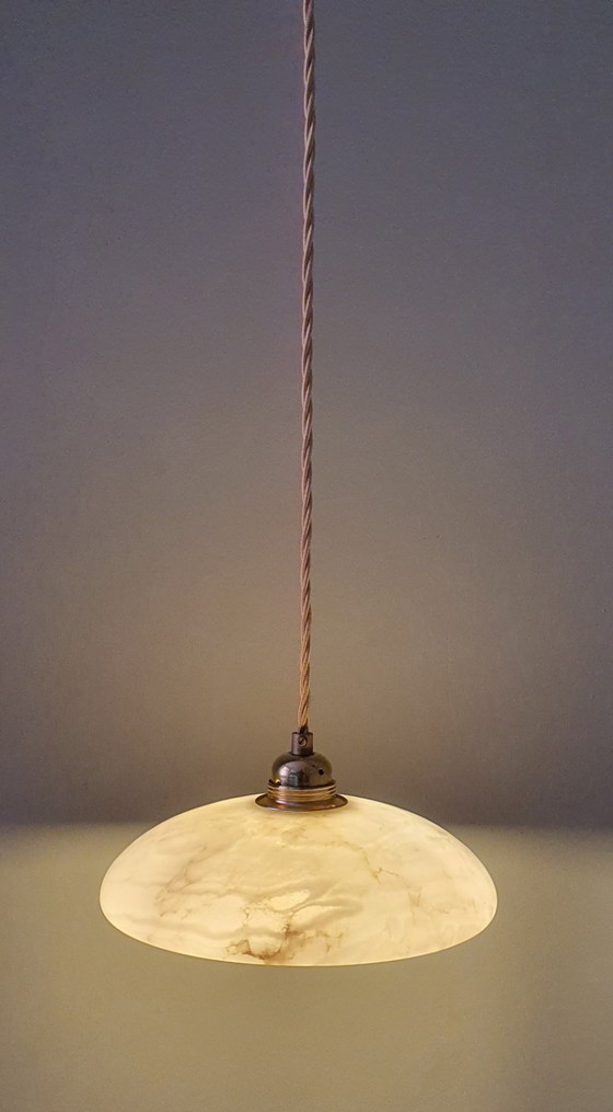 Lampada a sospensione vintage in alabastro - Art Déco - Metà secolo – Lampade a sospensione, Stone, Metal (photo 17 of 23)