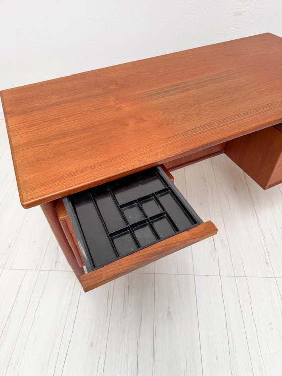 Image 1 of Vintage Danish Teak Executive Desk, Mid-Century Modern Writing Desk, 1960s