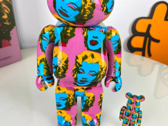 Image 1 of Bearbrick Andy Warhol Marilyn Monroe Version 400% + 100% MEDICOM Toys