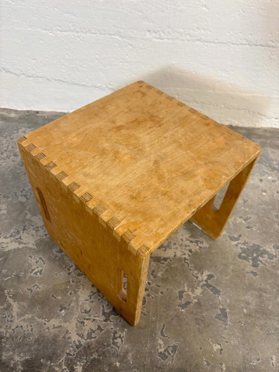 Image 1 of Set of 3 vintage Montessori wooden cube kids chairs 