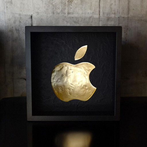 Apple Logo 23kt Gold Gold Plated Artwork in Frame 80s and 90s Collection