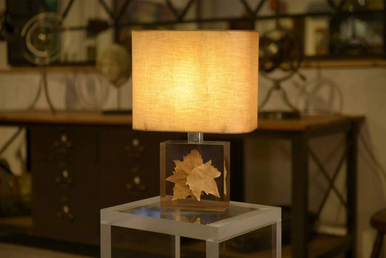 Lampada con inclusione di foglia di platano di Pierre Giraudon anni '70 – Lampade da tavolo, Vintage (photo 3 of 11)