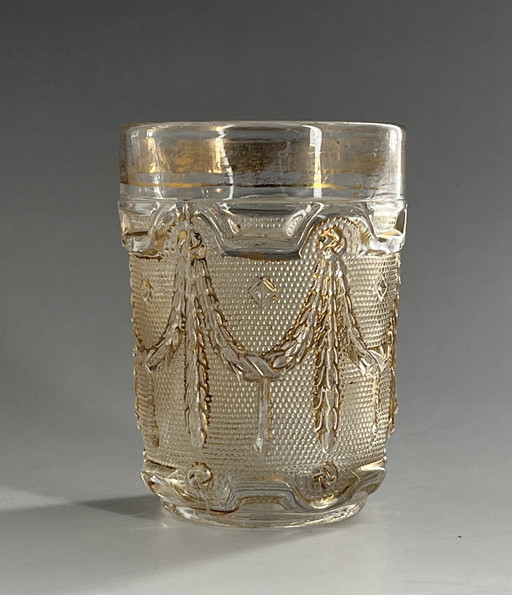 Gobelet en verre pressé Art nouveau, vers 1910 – Bohême (Inwald) – partiellement doré