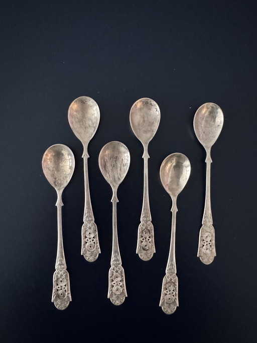 Set of 6 Vintage 830 Silver Dessert Spoons – 88g