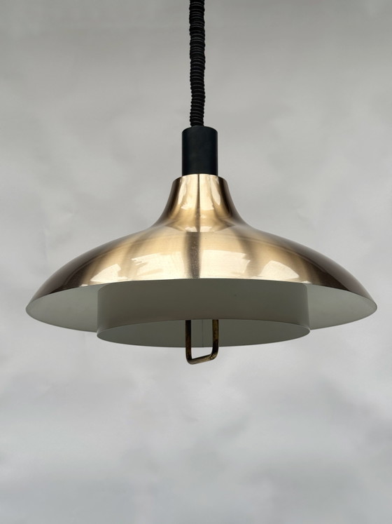 Vintage Dijkstra hanglamp | Metalen lamp in mid-century modern stijl uit de jaren 70 | Verstelbare hoogte (photo 2 of 6)