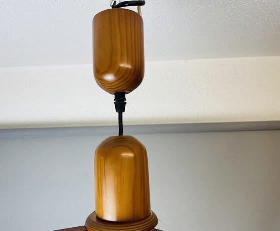 Image 1 of Lampada a sospensione in legno portoghese di metà secolo, anni '60