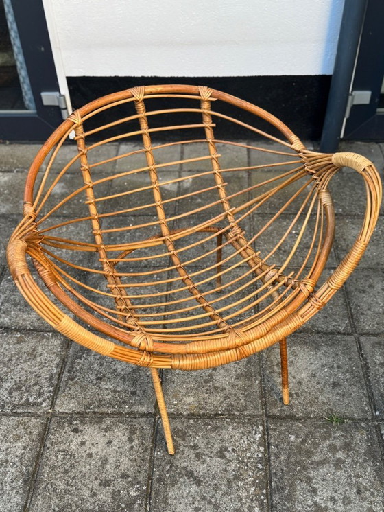 Image 1 of Fauteuils italiens en métal et en rotin MCM