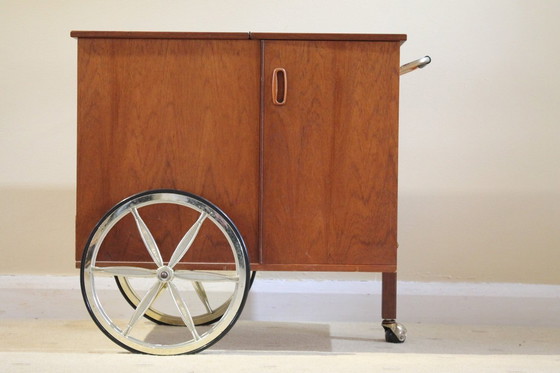 Image 1 of 1960's bar cart / drinks trolley after Jaques Adnet
