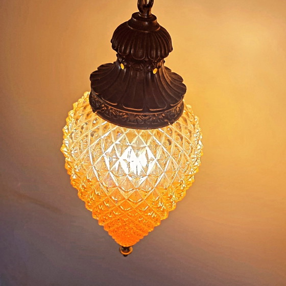 Image 1 of Pineapple midcentury crystal pendant