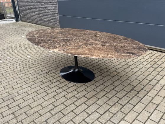 Image 1 of Original oval Knoll Tulip dining table (244cm) Emperador