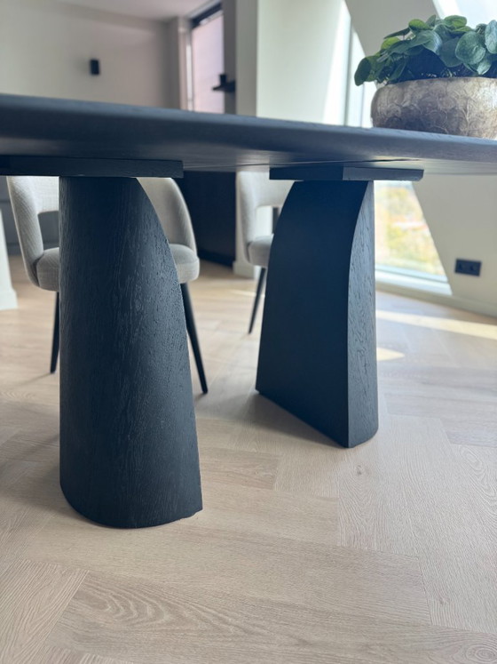 Image 1 of Mobitec Blossom T0100 Design Dining Table – Black Solid Oak | 240x115 cm