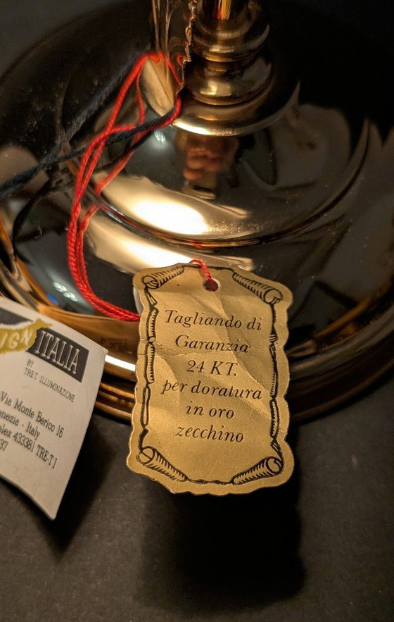 Image 1 of Refined Pair of Murano Calla Lamps, Vintage New Old Stock, 24kt Gold